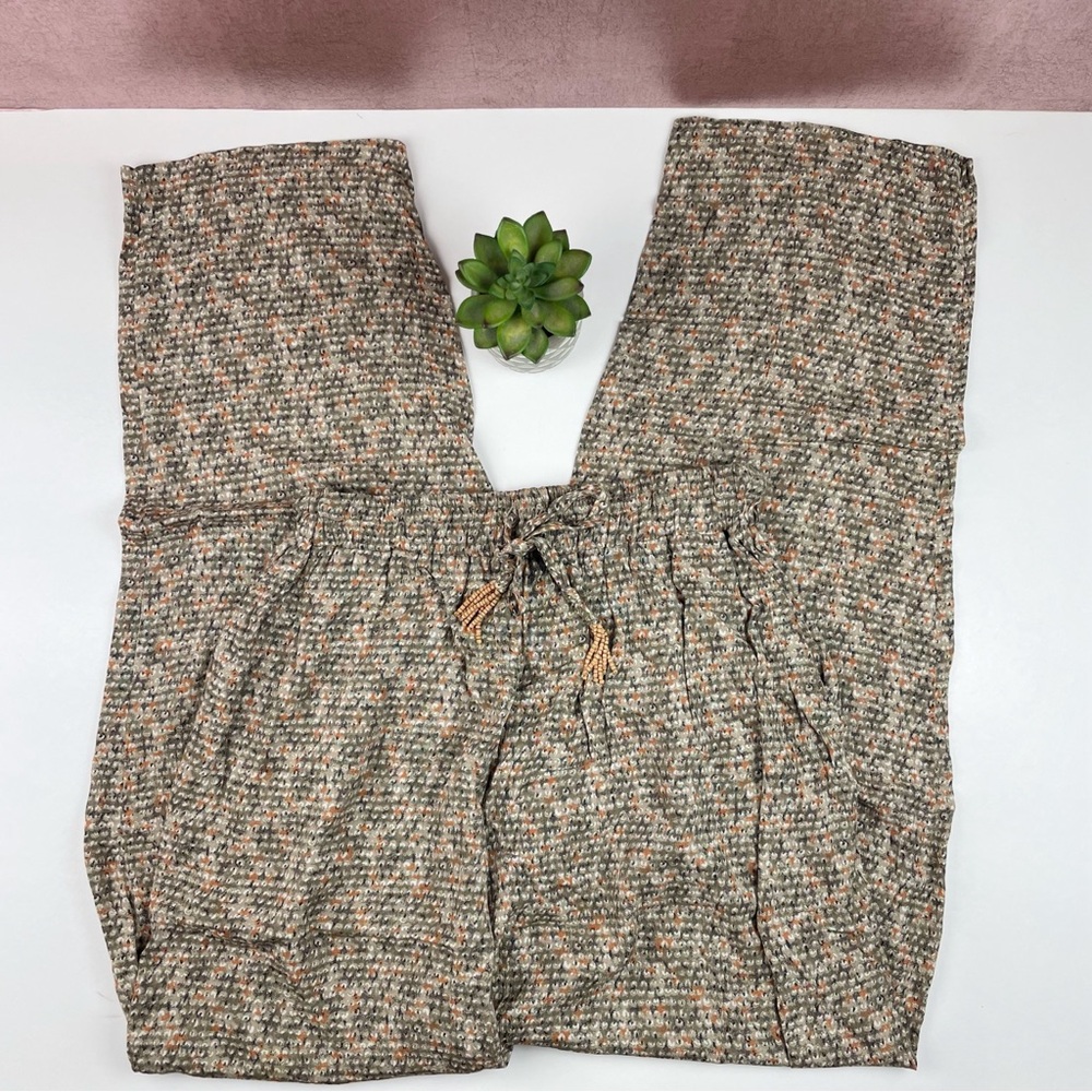 Carol Little Boho Brown Orange Beaded Bohemian Pants Women Size 12 Hippie